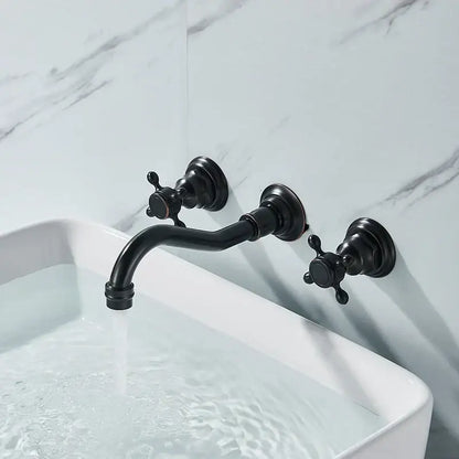 Antique brass wall mounted black basin faucet bathroom mixer