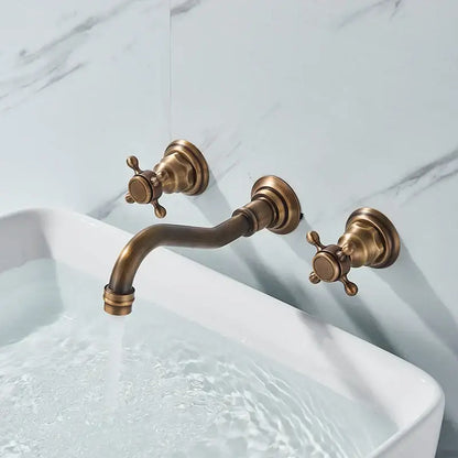 Antique brass wall mounted black basin faucet bathroom mixer