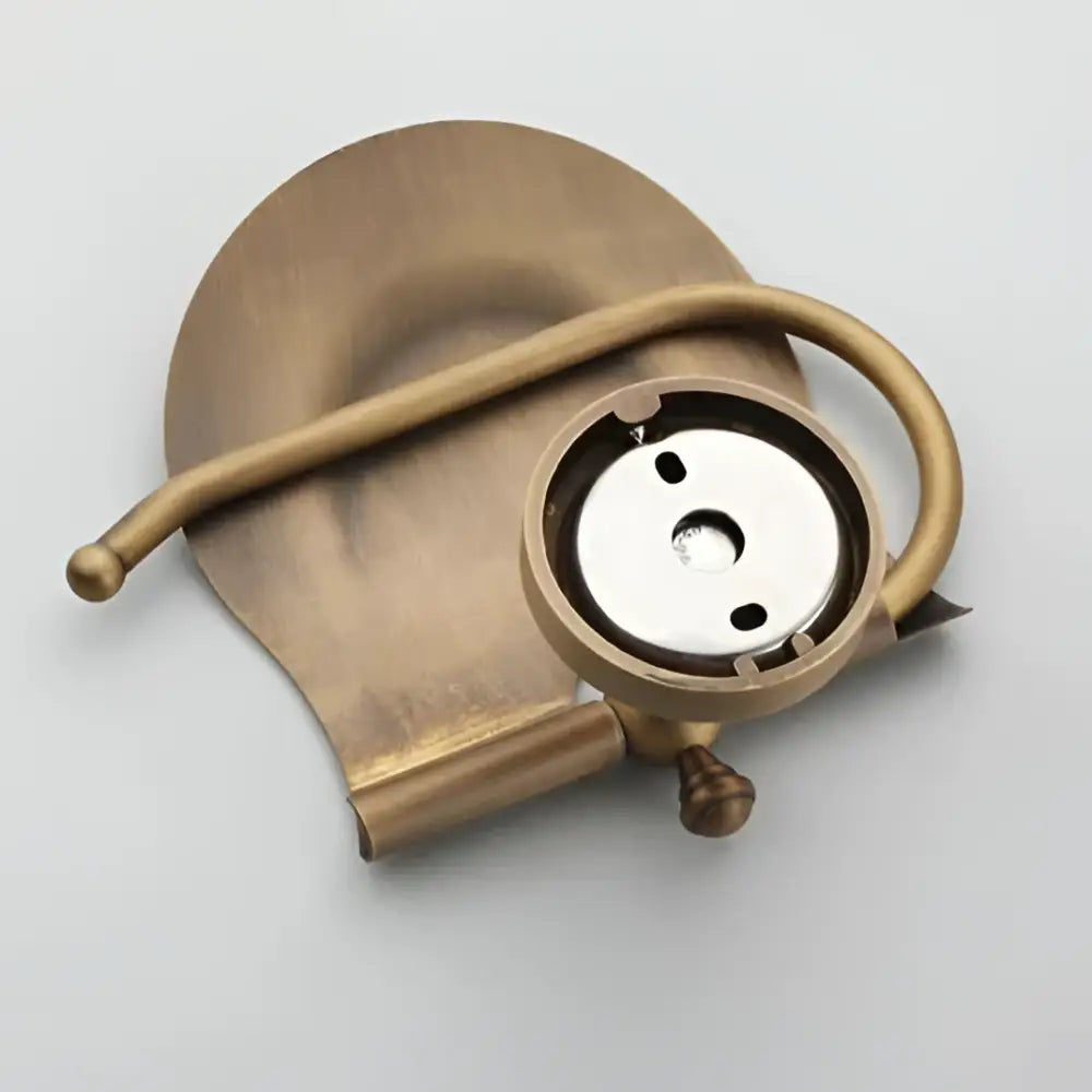 Antique brass wall mounted paper holder with ceramic base bathroom