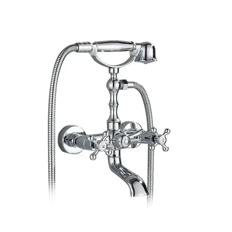 Antique brass & white dual handle bathtub faucet bathroom shower
