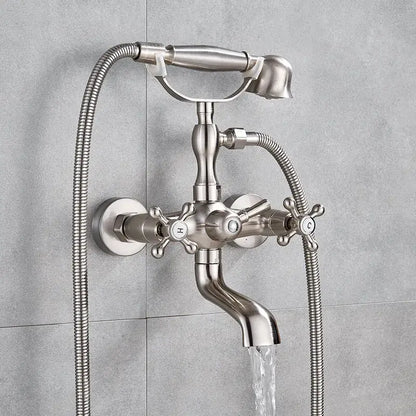 Antique brass & white dual handle bathtub faucet bathroom shower