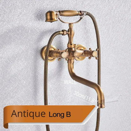 Antique brass & white dual handle bathtub faucet bathroom shower