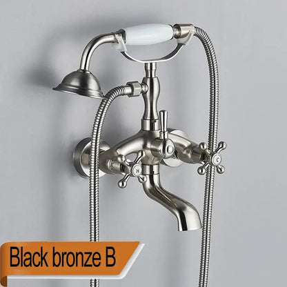 Antique brass & white dual handle bathtub faucet bathroom shower