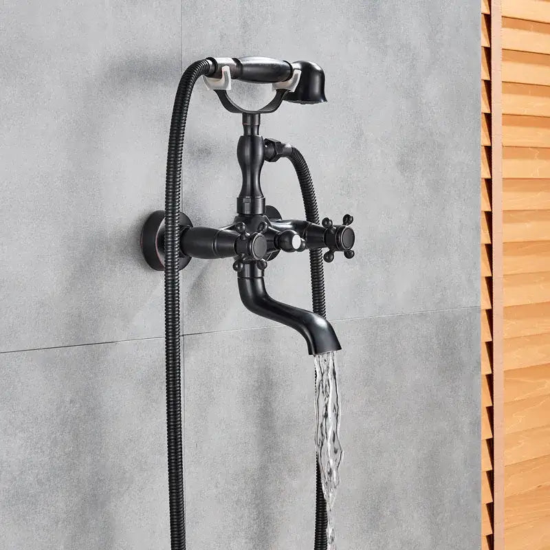 Antique brass & white dual handle bathtub faucet bathroom shower