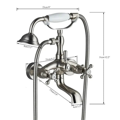 Antique brass & white dual handle bathtub faucet bathroom shower