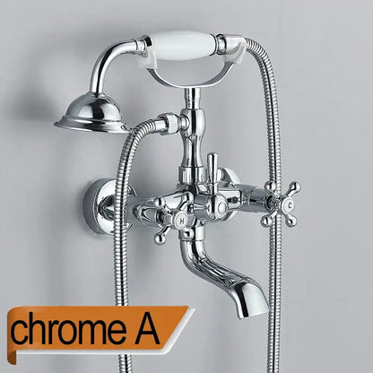 Antique brass & white dual handle bathtub faucet bathroom shower