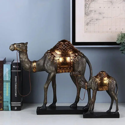 Antique bronze and gold camel dromedary indian style sculpture living room decor