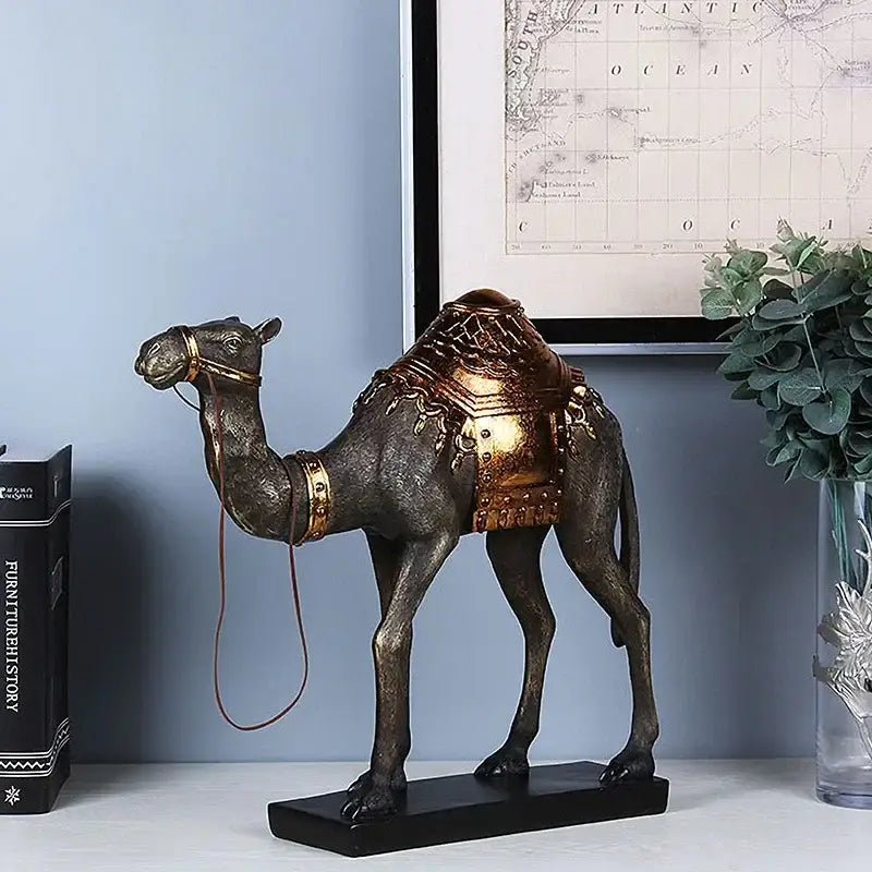 Antique bronze and gold camel dromedary indian style sculpture living room decor