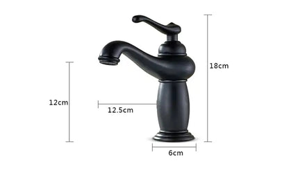 Antique bronze bathroom faucet with white ceramic ornate handle