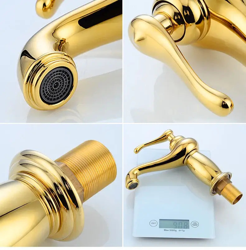 Antique bronze bathroom faucet with white ceramic ornate handle
