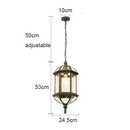 Antique bronze black outdoor hanging pendant light walkway lantern