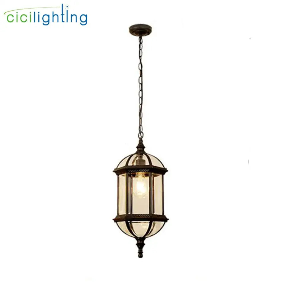Antique bronze black outdoor hanging pendant light walkway lantern