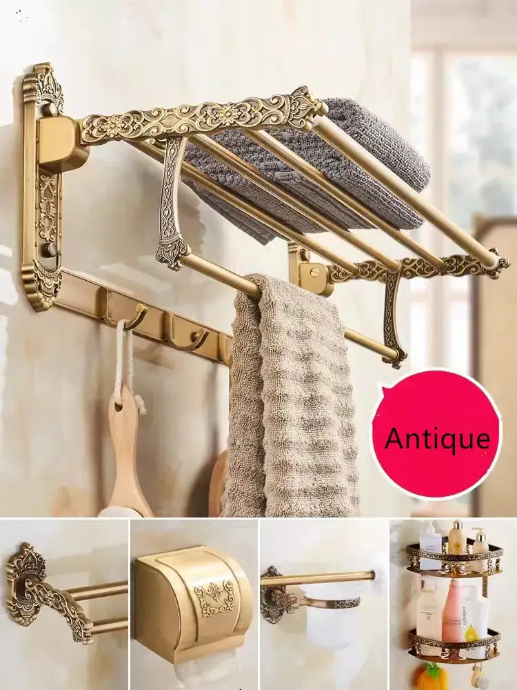 Antique bronze carved bath accessories set bathroom decor