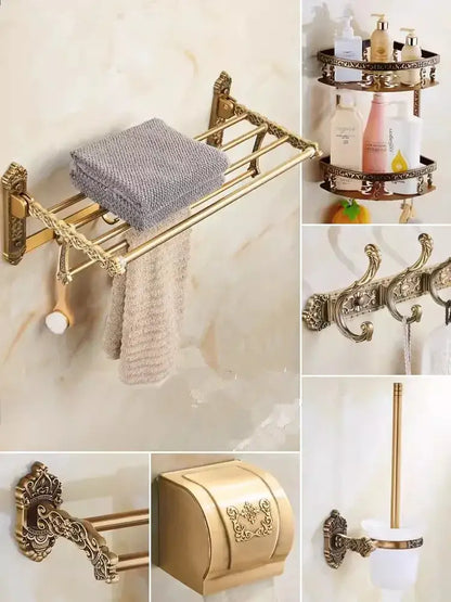 Antique bronze carved bath accessories set bathroom decor