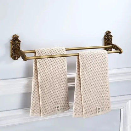 Antique bronze carved bath accessories set bathroom wall rack