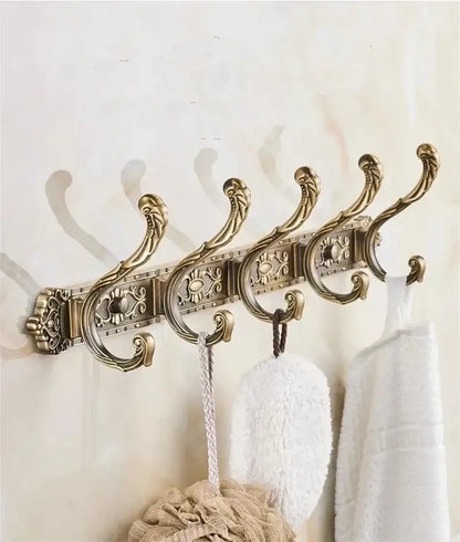 Antique bronze carved bath accessories set bathroom wall rack