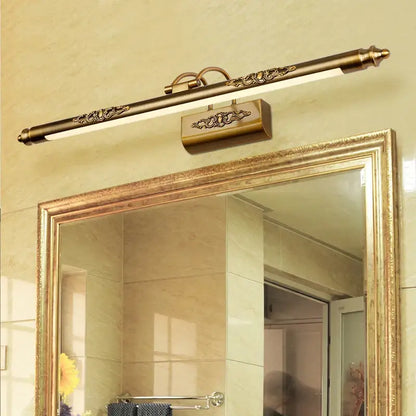 Antique bronze carved mirror lamp bathroom scrollwork wall light
