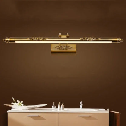 Antique bronze carved mirror lamp bathroom scrollwork wall light