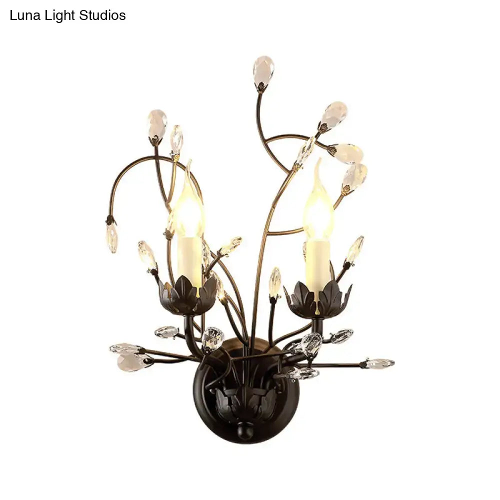 Antique bronze crystal accents wall light living room e12 e14