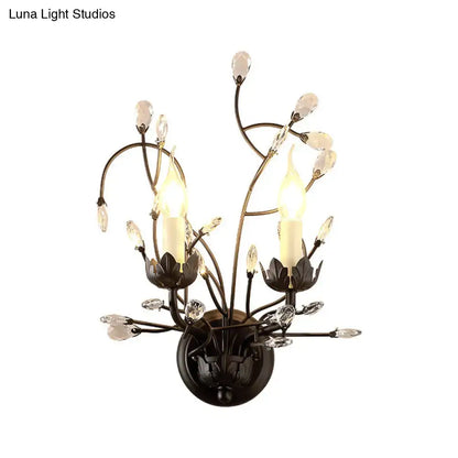 Antique bronze crystal accents wall light living room e12 e14