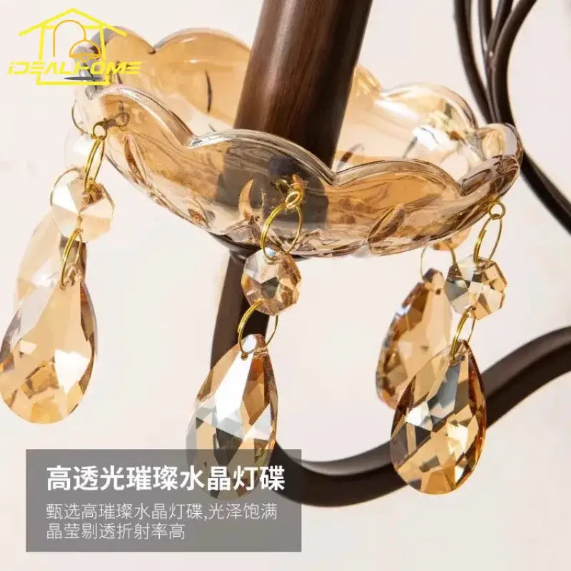 Antique bronze crystal candle wall lamp for living room bedroom