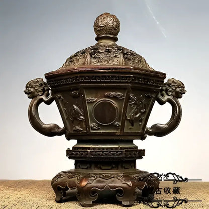 Antique bronze dragon incense burner set living room decor
