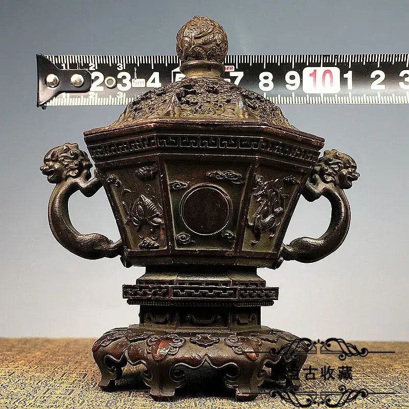Antique bronze dragon incense burner set living room decor