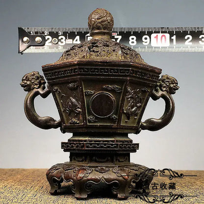 Antique bronze dragon incense burner set living room decor
