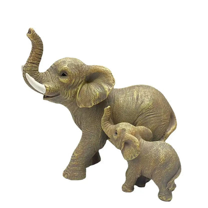 Antique bronze elephant family figurine living room ornament