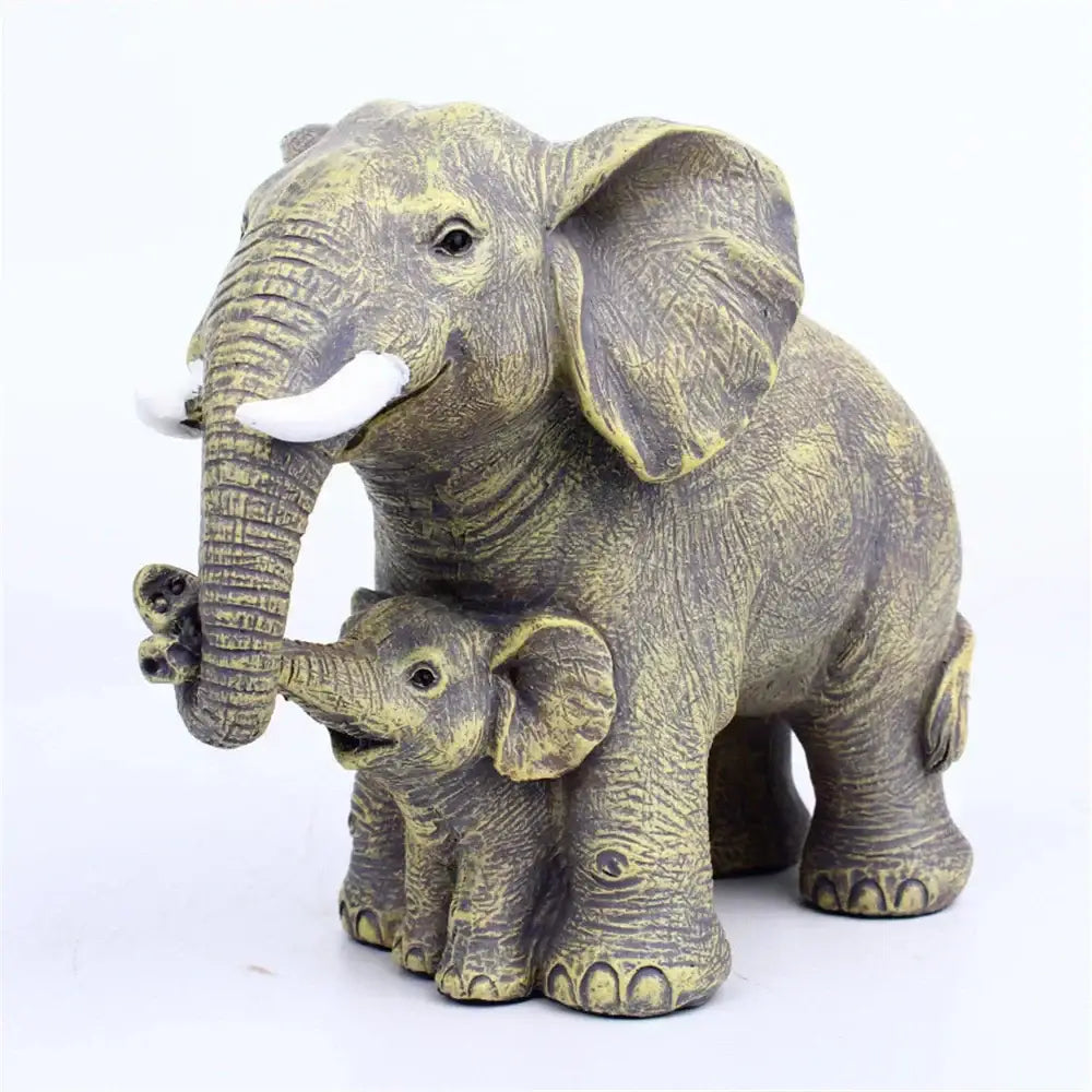 Antique bronze elephant family figurine living room ornament