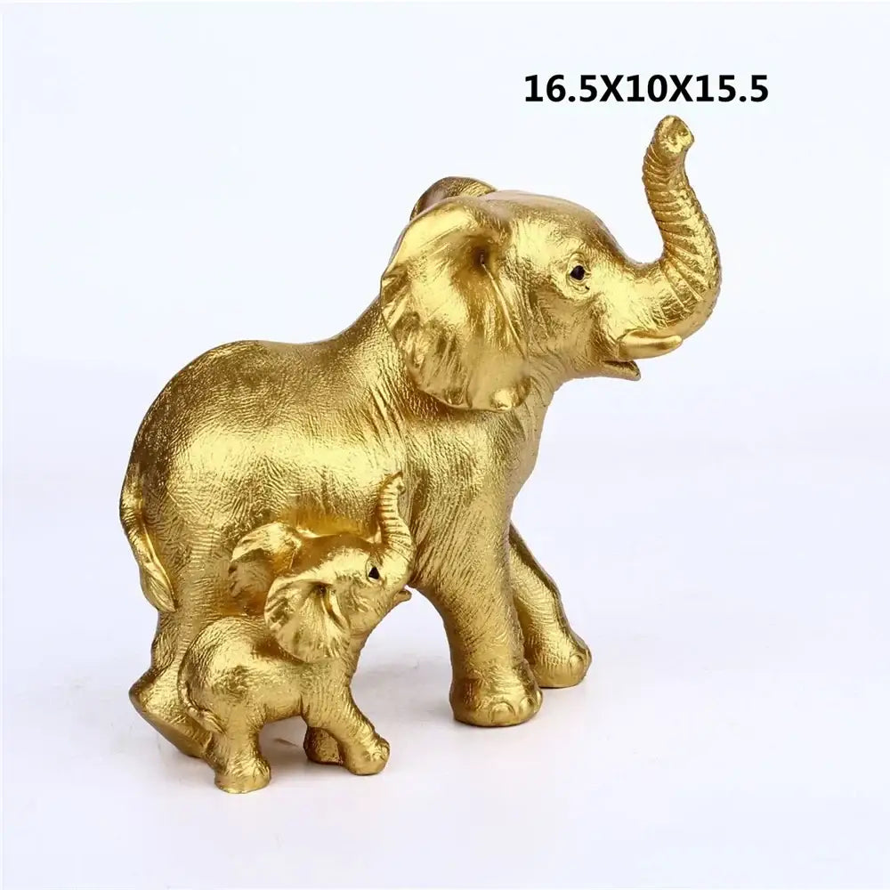 Antique bronze elephant family figurine living room ornament