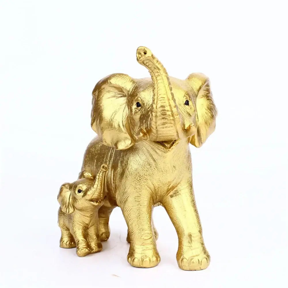Antique bronze elephant family figurine living room ornament