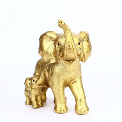 Antique bronze elephant family figurine living room ornament