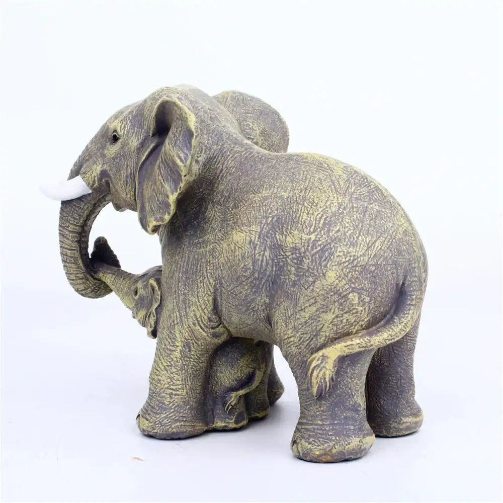 Antique bronze elephant family figurine living room ornament