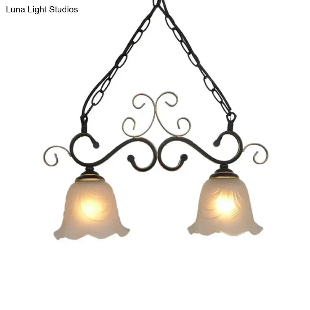 Antique bronze flared frosted glass pendant light dining room