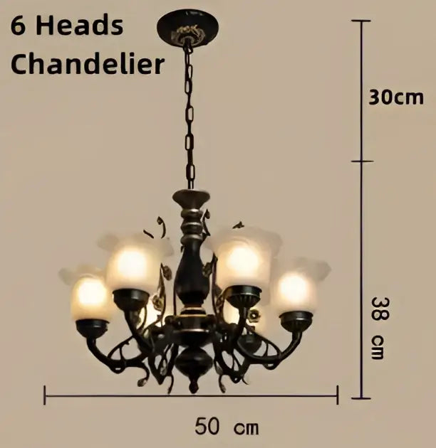 Antique bronze flower glass shade ceiling chandelier dining room