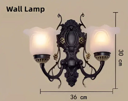 Antique bronze flower glass shade ceiling chandelier dining room