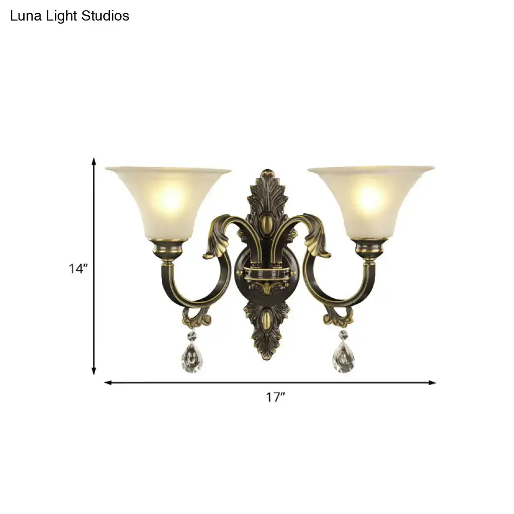 Antique bronze & gold crystal wall mounted light fixture bedroom
