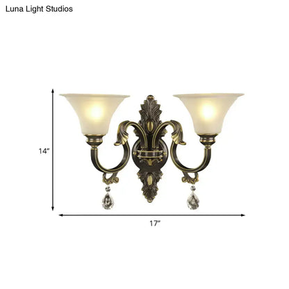 Antique bronze & gold crystal wall mounted light fixture bedroom