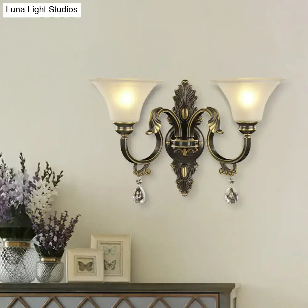 Antique bronze & gold crystal wall mounted light fixture bedroom
