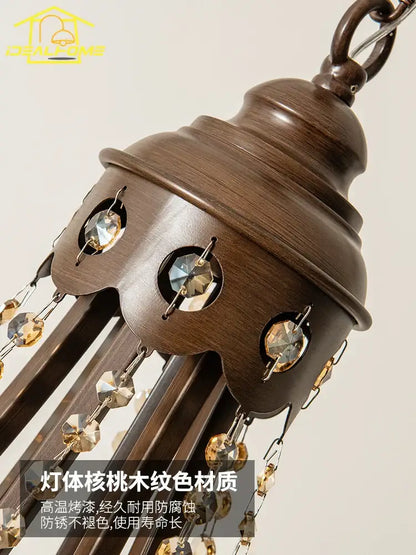 Antique bronze iron art crystal candle chandelier for living room