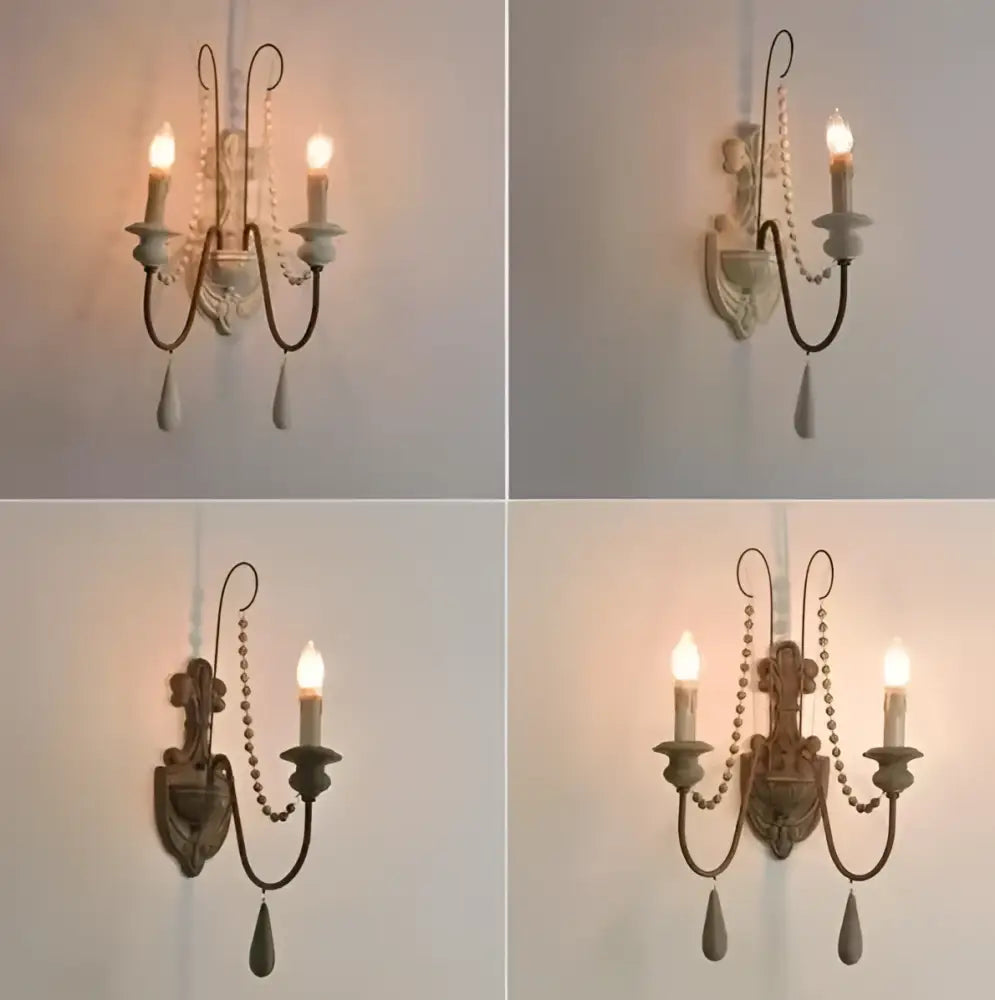 Antique country french wall lamp living room ornate sconce