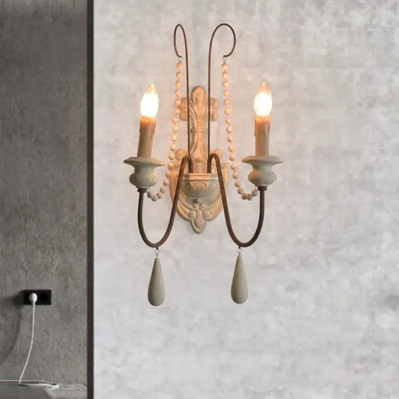 Antique country french wall lamp living room ornate sconce