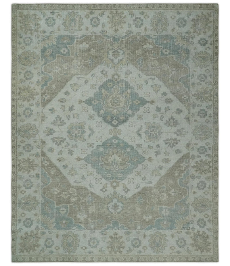Antique Design Medallion Earthy Ivory and Camel 8x10 wool Area Rug