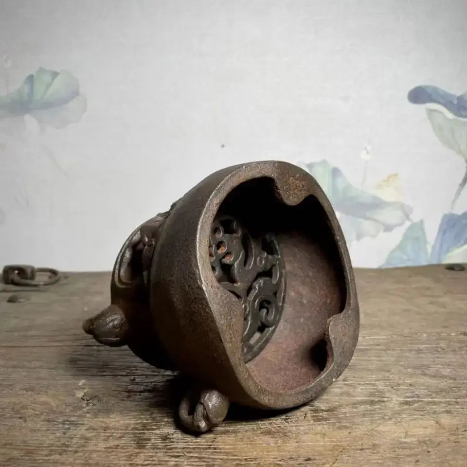 Antique double dragon copper craft burner living room carbon stove