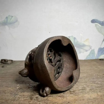 Antique double dragon copper craft burner living room carbon stove