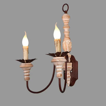Antique double head french wall lamp distressed white bedroom sconce