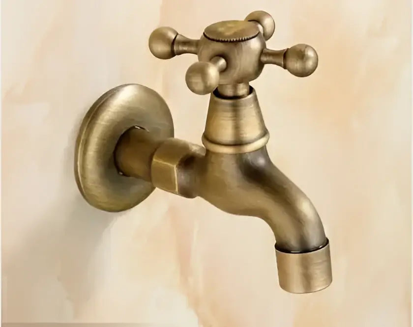 Antique dragon carved brass single cold tap garden faucet