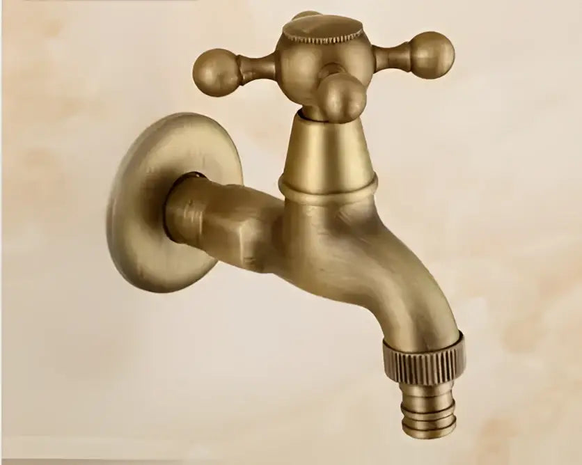 Antique dragon carved brass single cold tap garden faucet