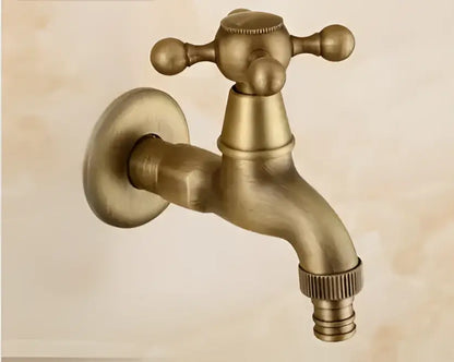 Antique dragon carved brass single cold tap garden faucet
